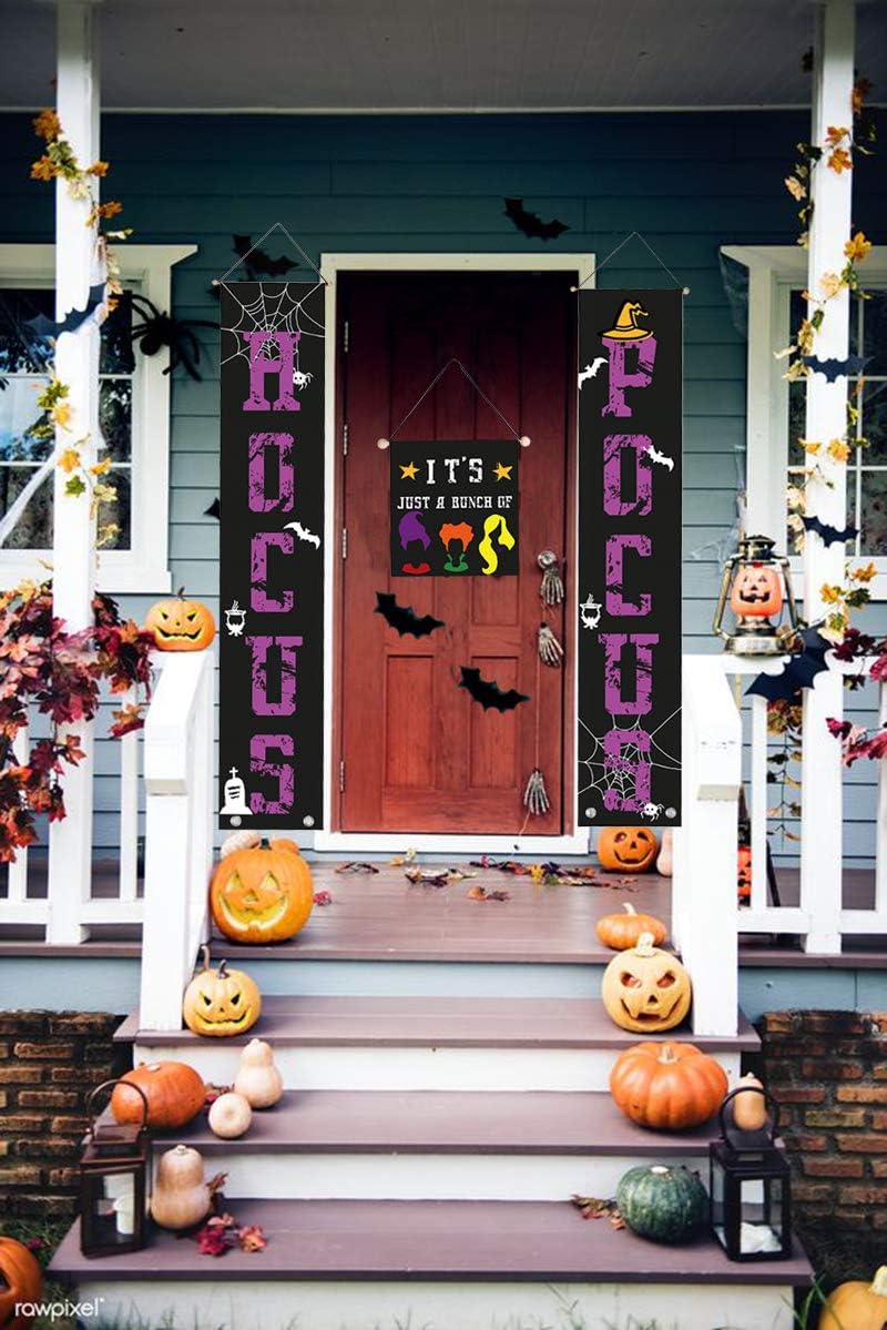 Funnlot Halloween Porch Decor Hocus Pocus Decor It's Just a Bunch of Hocus Pocus Porch Sign Halloween Hanging Signs Halloween Hocus Pocus Decor for Home Doors Walls Solon Porch Halloween Party Favor