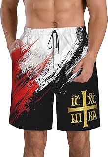 Board Shorts,Christian Orthodox Cross Mens Swim Trunks,Quick Dry Swim Shorts Beach Short Swimwear with Pockets XXL White