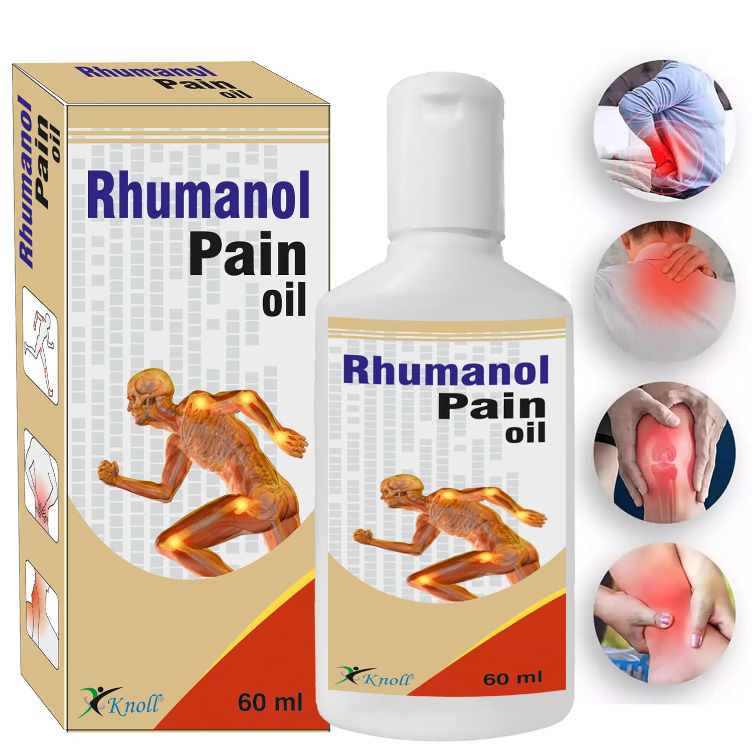 Knoll Healthcare Rhumanol Pain Oil Ayurvedic Care for Pain Relief For Joint Back Pain Knee Shoulder & Muscle Pain 60ML (Pack of 1)-image-26