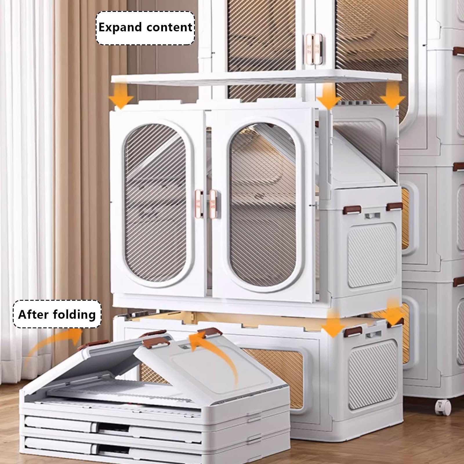 Armario Plegable, Armario Compacto de acrílico, Fabricado en PP, con Puertas Dobles(85 * 53 * 99cm)
