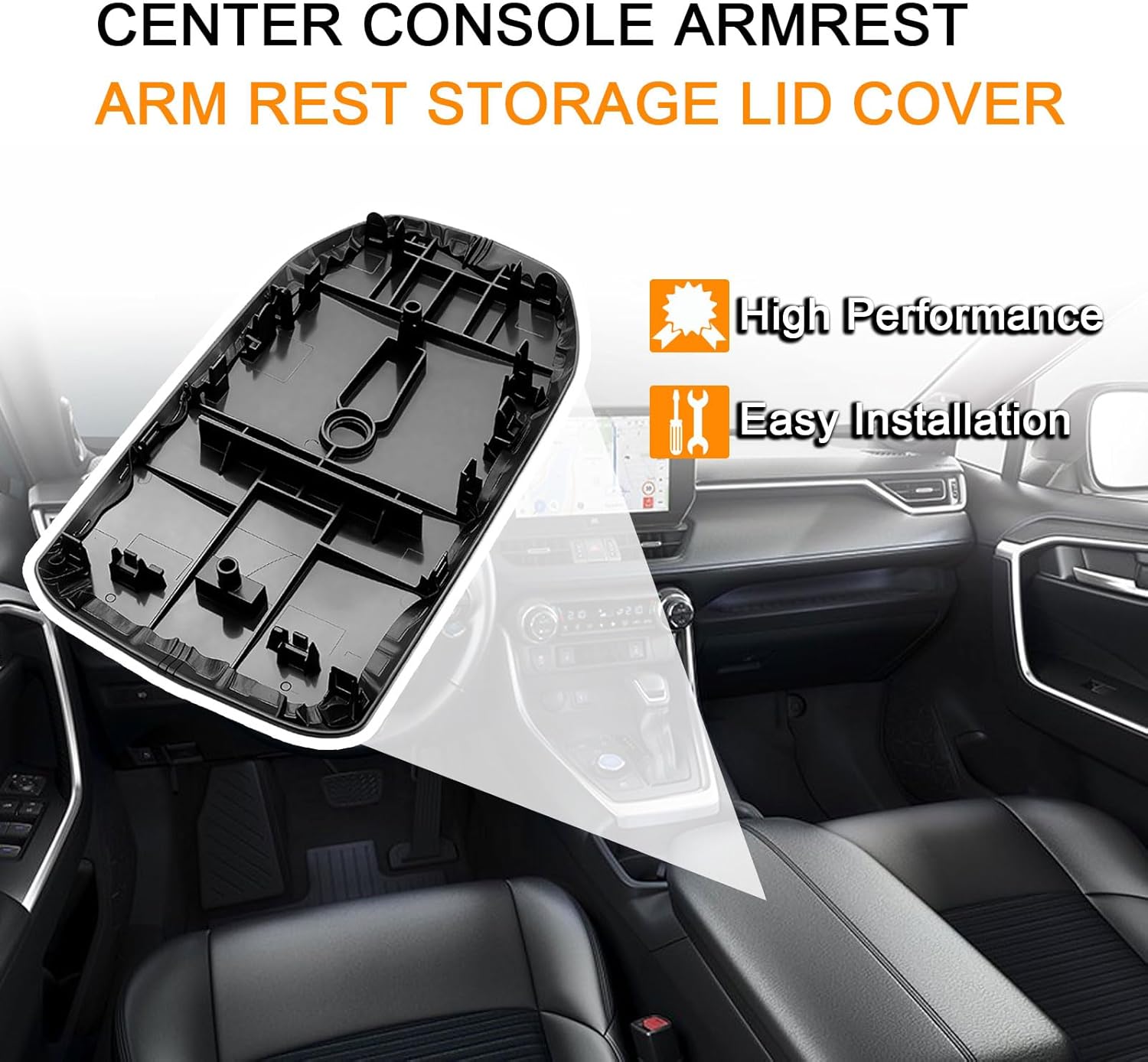 atsuch Center Console Armrest Arm Rest Storage Lid Cover Compatible with 2019-2023 Toyota Rav4,Center Console Lid Replacement Part for 58920-42010-C0