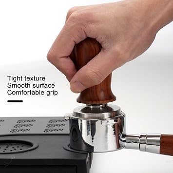 Espresso Tamper 51mm Stirrrrer, Wood Handle 304 Stainless Steel Flat Base, Espresso Steady Pressure Tamper, Espresso Maker, Espresso Accessories, Commercial