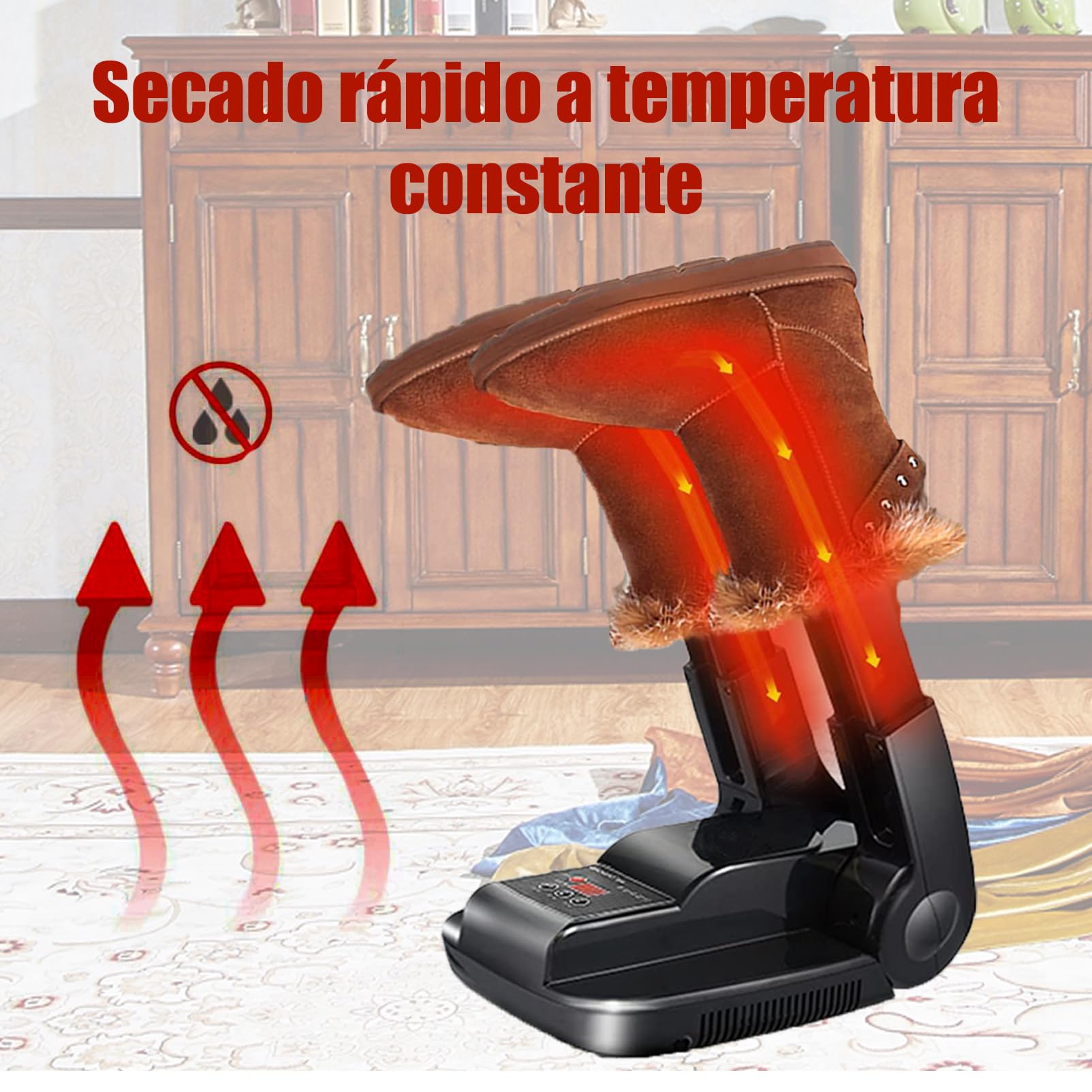 Secador de botas y zapatos, secador de guantes, estante ajustable portátil, temporizador, diseño plegable, secado rápido para zapatos, guantes, sombreros, calcetines Secador de botas y zapatos