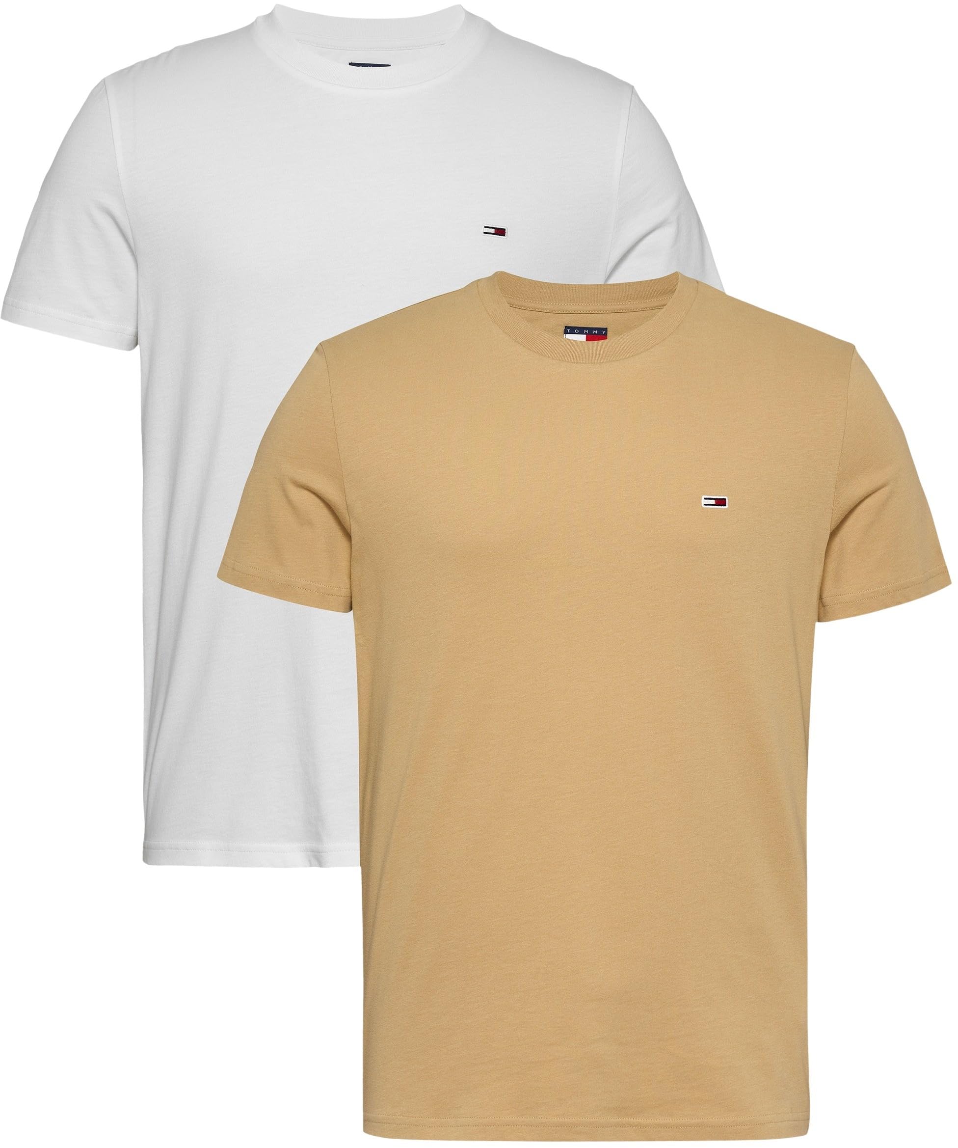 Tommy Jeans Men's TJM Xslim 2Pack Jersey Tee Ext Dm0Dm20687 Other Tops, White (Ecru/Relic Tan), XXL