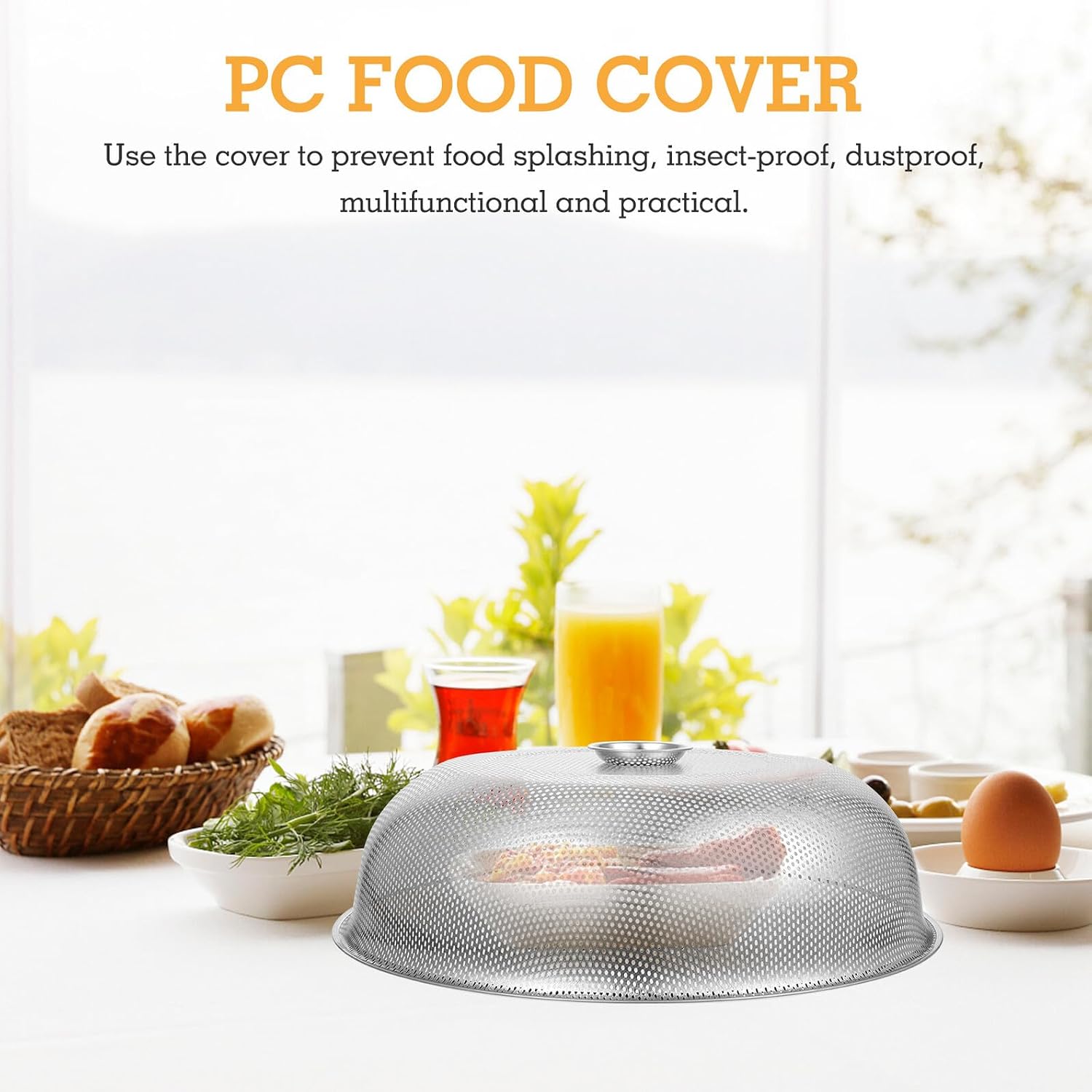 Stainless Steel Food Cover with Handle Reusable Fine Mesh Food Tent for Indoor Outdoor Dining Dust and Fly Protection Plate Cover for Home Picnic Bbq Vegetables and Fruit