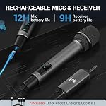 TONOR Microphones sans fil sans fil Microfono Inalambrico, 262FT UHF Gamme, Mics avec transmission de signal stable pour Karaoke Chant Party Church Mariage PA haut-parleur TW520