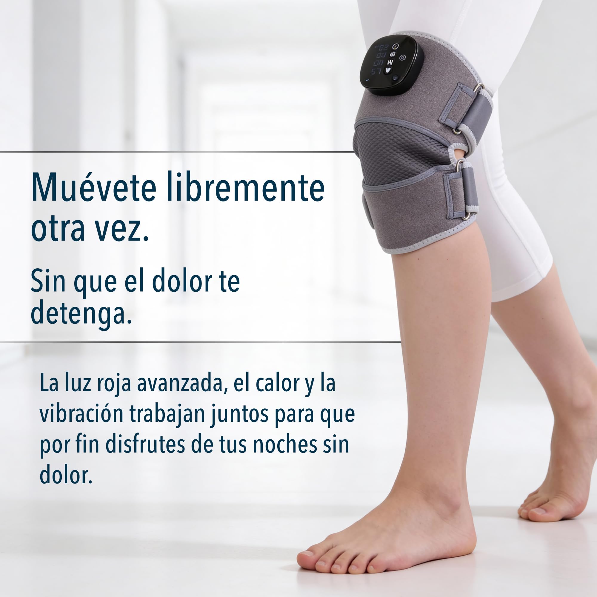 FORTHiQ RED+ Rodillera con calor y luz roja, masajeador con 5 niveles y 52 luces rojas/IR, inalámbrico y ajustable para rodillas, codos y hombros, Regalo para hombres y mujeres