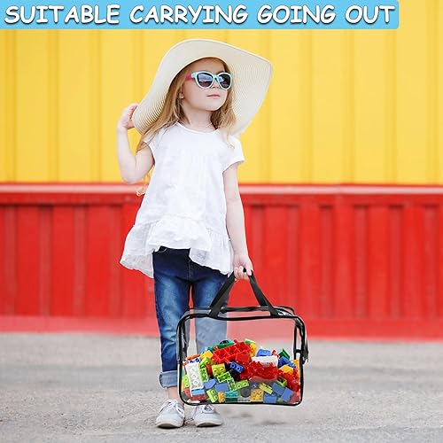 Miniatura 7 de Paquete de 6 bolsas de almacenamiento de juguetes grandes anchas de 12.6 x 9.25 x 6.9 pulgadas con etiquetas, almacenamiento reutilizable de PVC