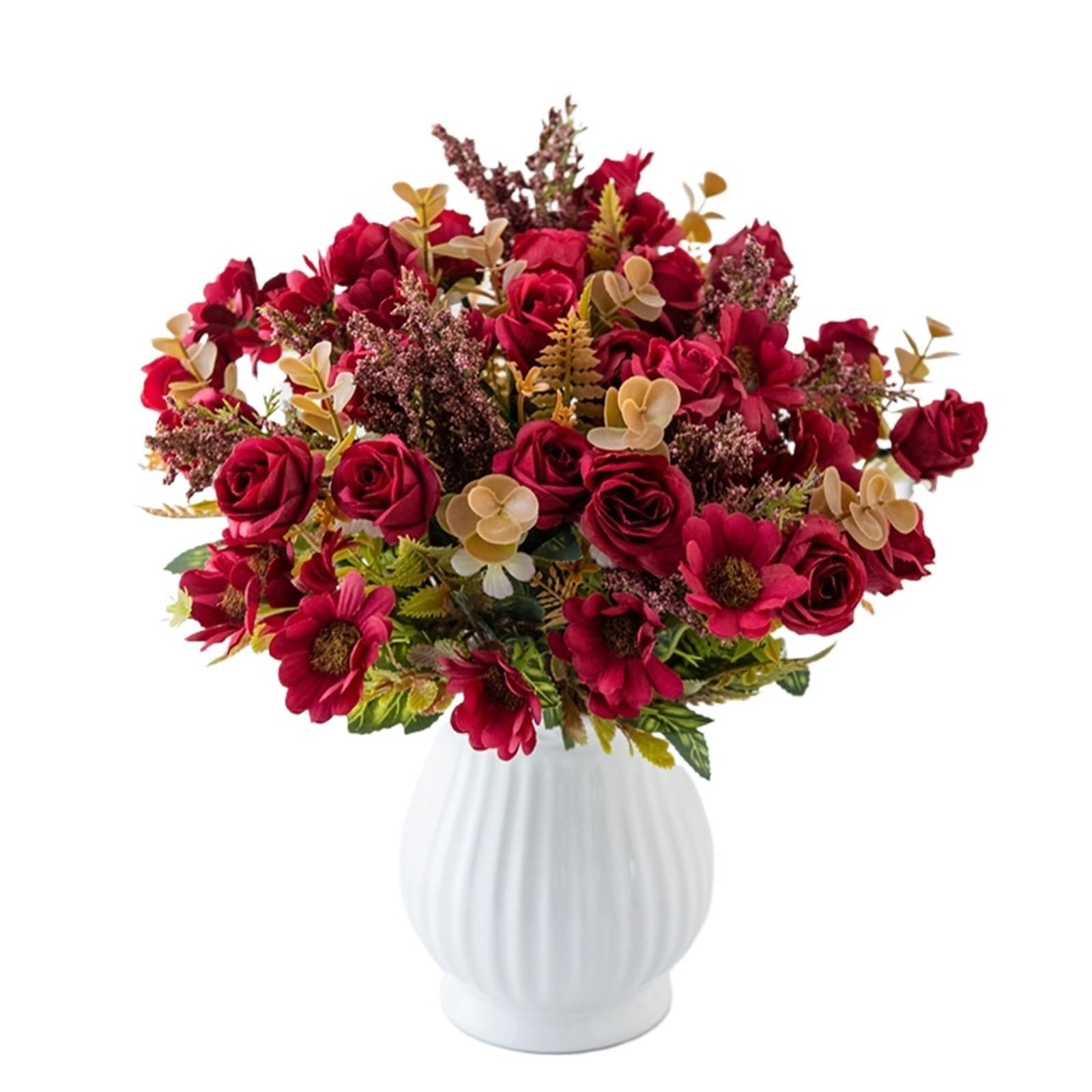 1/3 Uds. Corona de Flores Artificiales for Boda, hogar, habitación, Mesa, Festival, jardín al Aire Libre, decoración, Ramos DIY(White,3PCS)