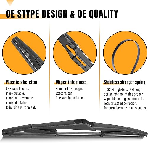 Vista 38 de AUTOBOO 12 limpiaparabrisas trasero de repuesto para Kia Sportage 2011-2016, Hyundai Elantra 09-12, Hyundai Tucson IX35 10-15, I30 - Repuesto