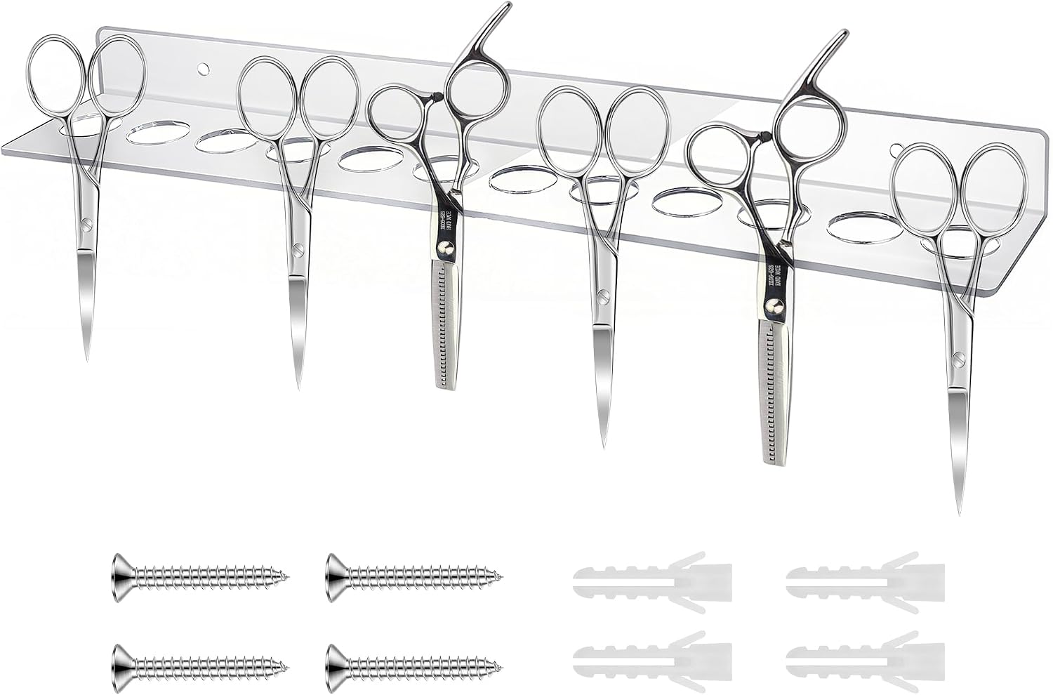 12 Slots Wall Mounted Scissor Holder, Acrylic Shear Holder for Stylist