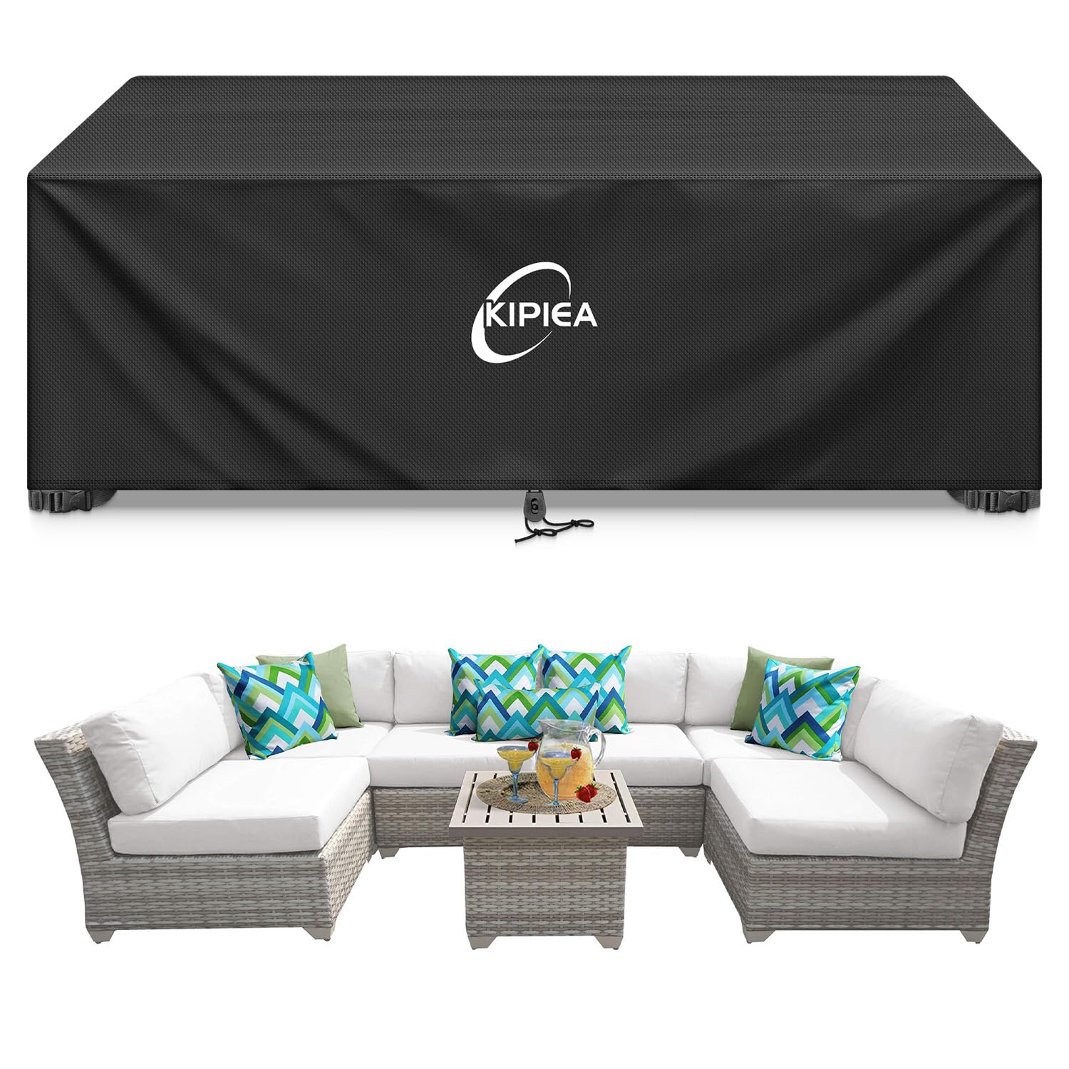 Kipiea Patio Furniture Covers Waterproof Winter, Heavy-Duty 420D Outdoor Patio Table Set Covers, Rectangular Outdoor Sectional Couch Covers (78" L x 58" W x 28" H) — view 26