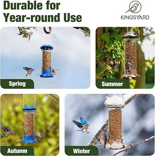 Miniatura 8 de Kingsyard Bluebird - Comedero para colgar al aire libre, a prueba de masticaciones, tubo para gusanos de harina, comedero para pájaros silvestres,
