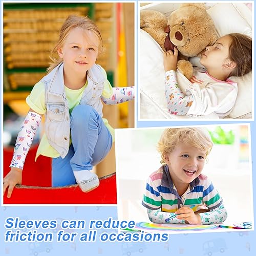 Miniatura 5 de Bonuci 12 pares de mangas elásticas para eccema para niños, brazos o piernas para niños, mangas para raspar los brazos, para eccema, protección UV,