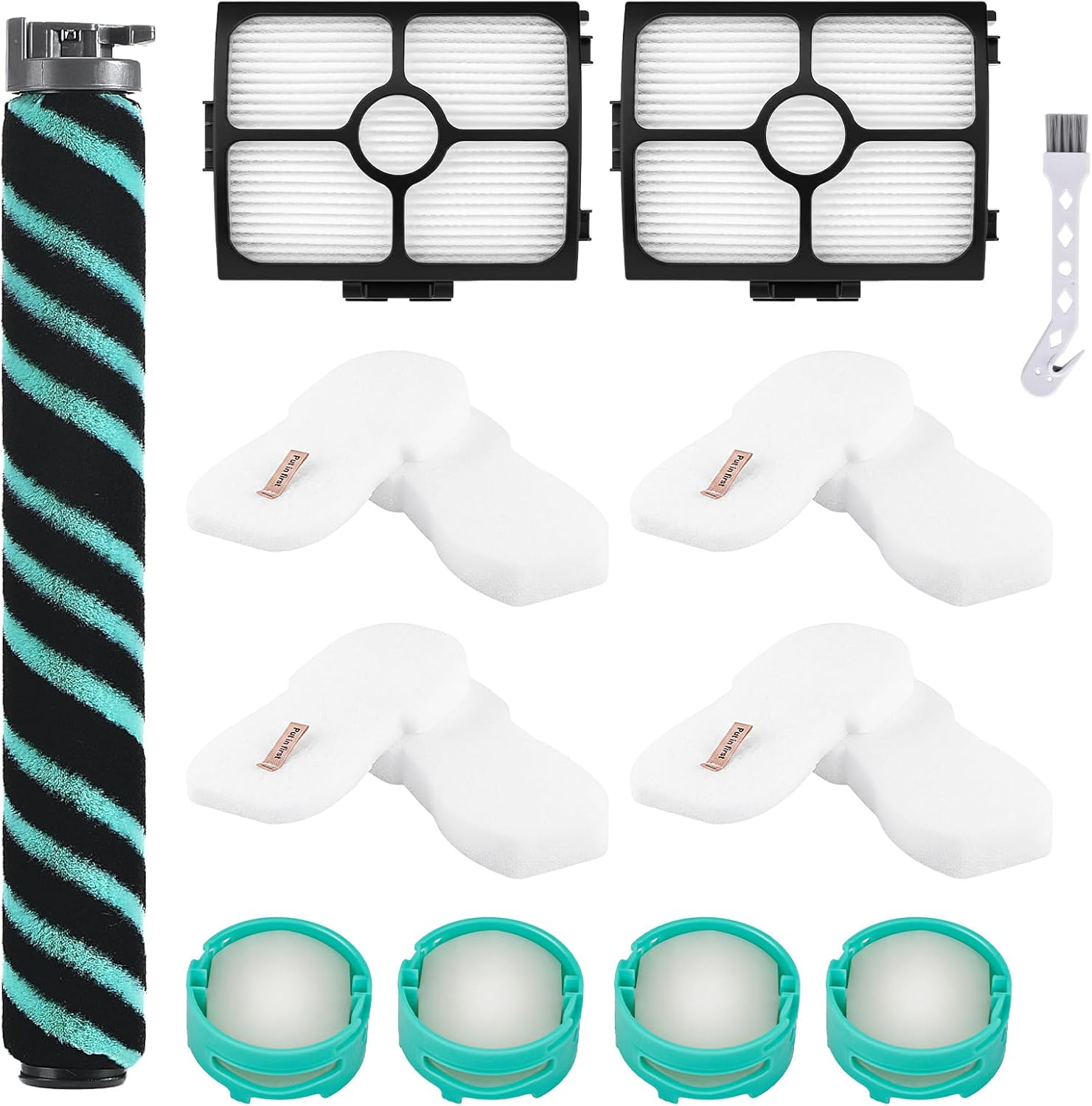 12 Pack HZ4002 Brush Roller Filter Replacement Part for Shark PowerDetect Ultra-Light Upright HZ4000 HZ4002 HZ4001 Vacuum, 1 Brushroll 2 Filters 4 Foam Filters 4 odor neutralizer 1 Cleaning Brush