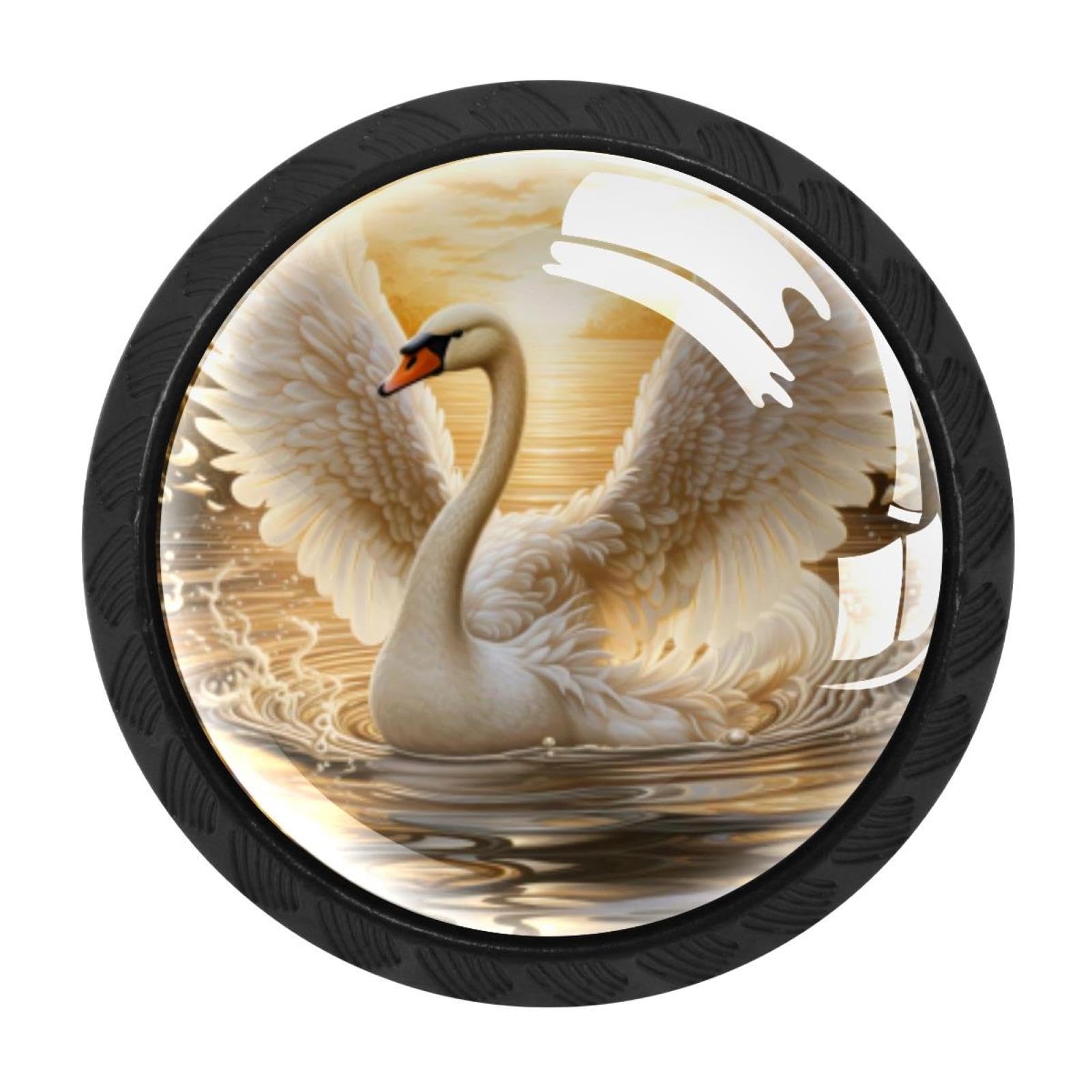 CHENZZZZ Swan Cabinet Knobs 4 Pieces Drawer Kitchen Cabinets Dresser Cupboard Wardrobe Unique Pulls Handles