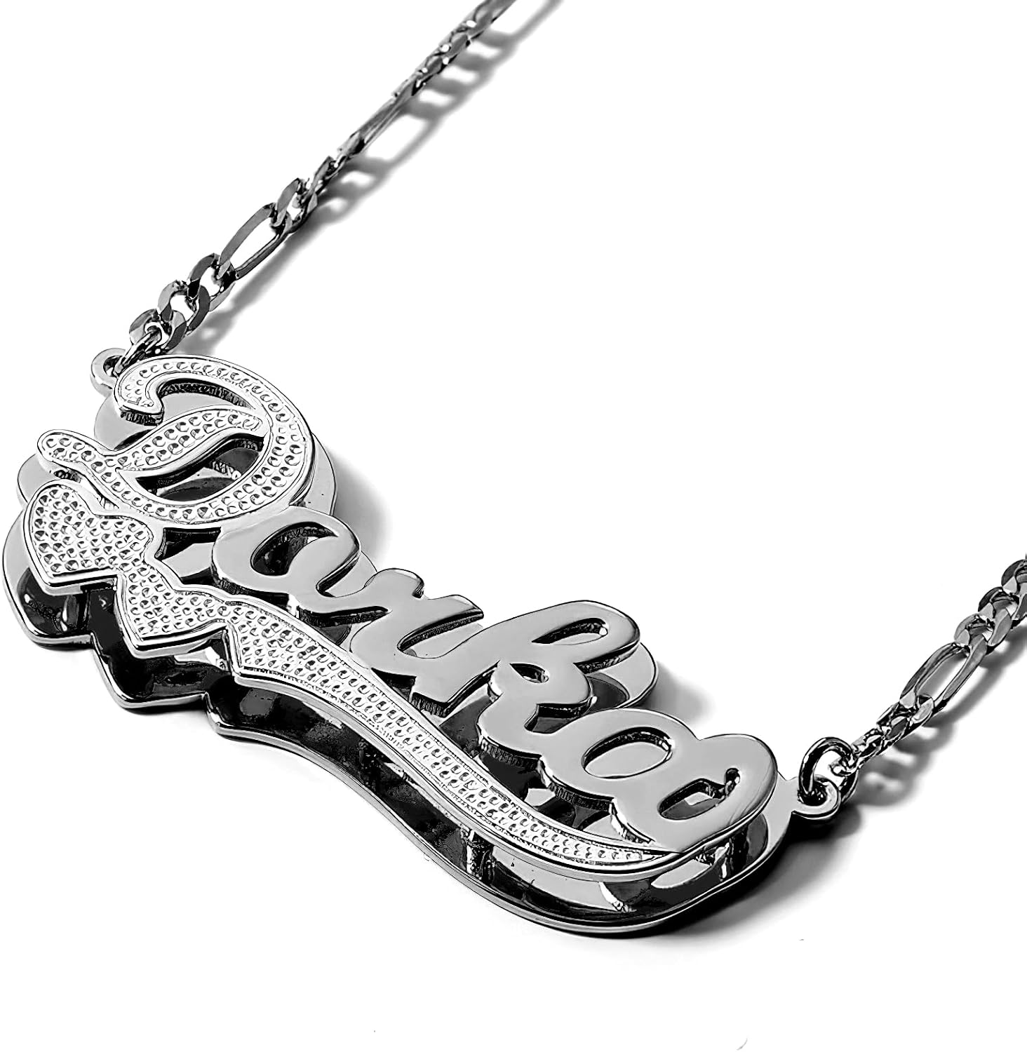 Drawelry Two Tone Customized Name Necklace Personalized 18K Gold Plate Double Plated Heart Made Letter Nameplate Pendant Necklace Valentine's Jewelry Gifts for Women Men
