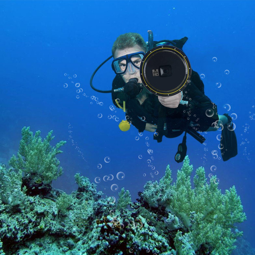 Suptig - Dome per GoPro Hero 7 black Hero 6 Hero5 con custodia impermeabile e impugnatura galleggiante per fotografia subacquea