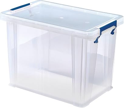 Bankers Box 18.5L Plastic Storage Boxes with Lids. ProStore Super Strong Stackable Plastic Storage Boxes 28 x 32 x 20 cm, Made in the UK, Clear