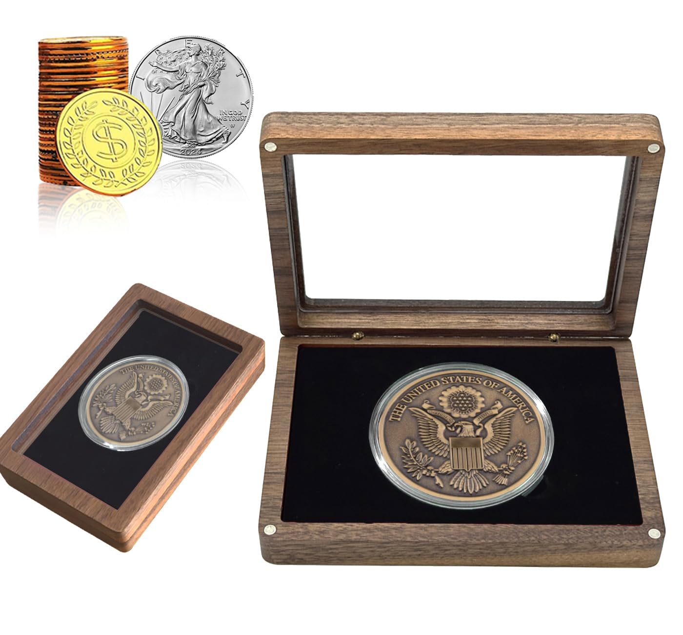 Challenge Coin Display Case Silver Dollar Coin Holder 2.3-2.5