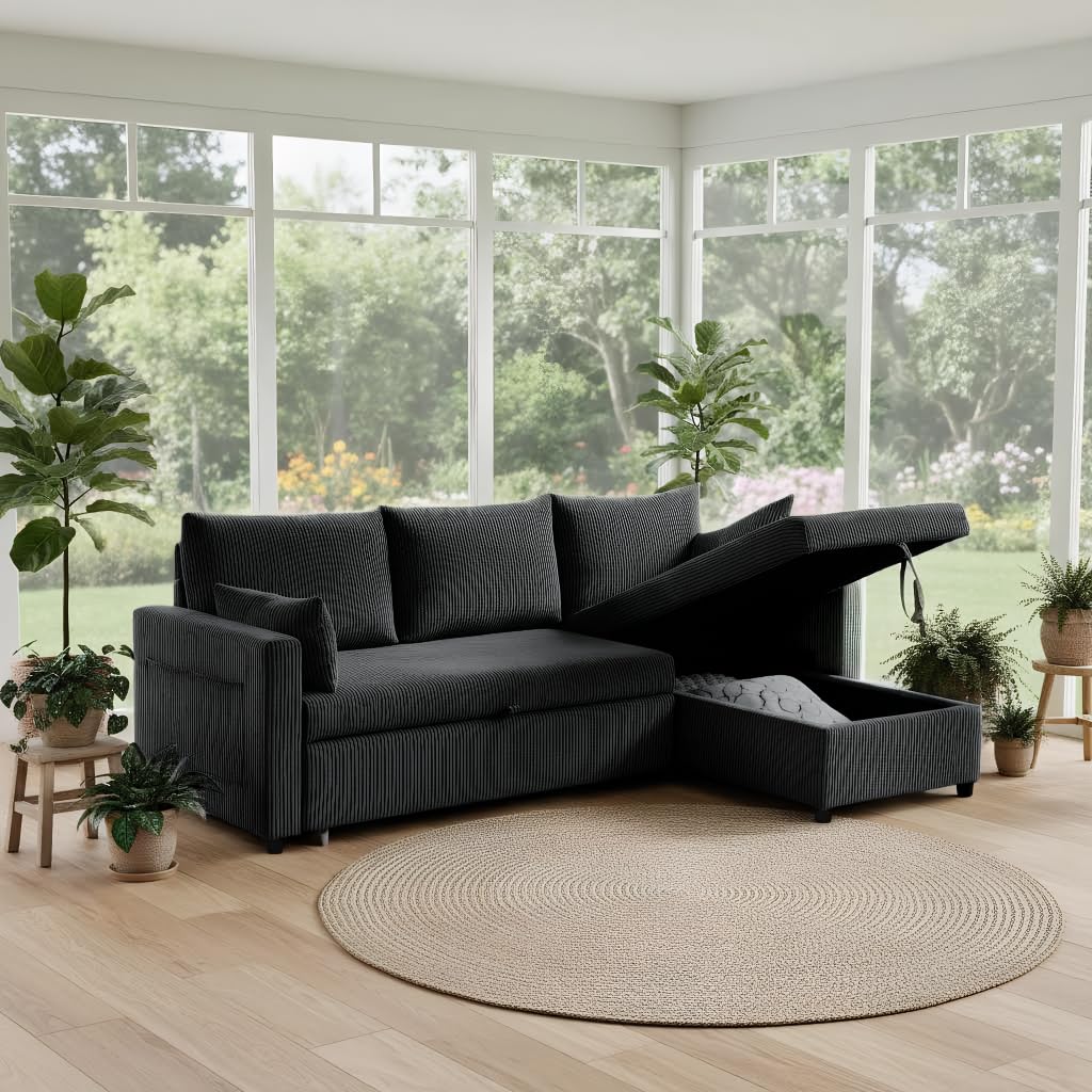 Ball & Cast 86' Sectional Sleeper Sofa Bed Pull Out Couches for Living Room