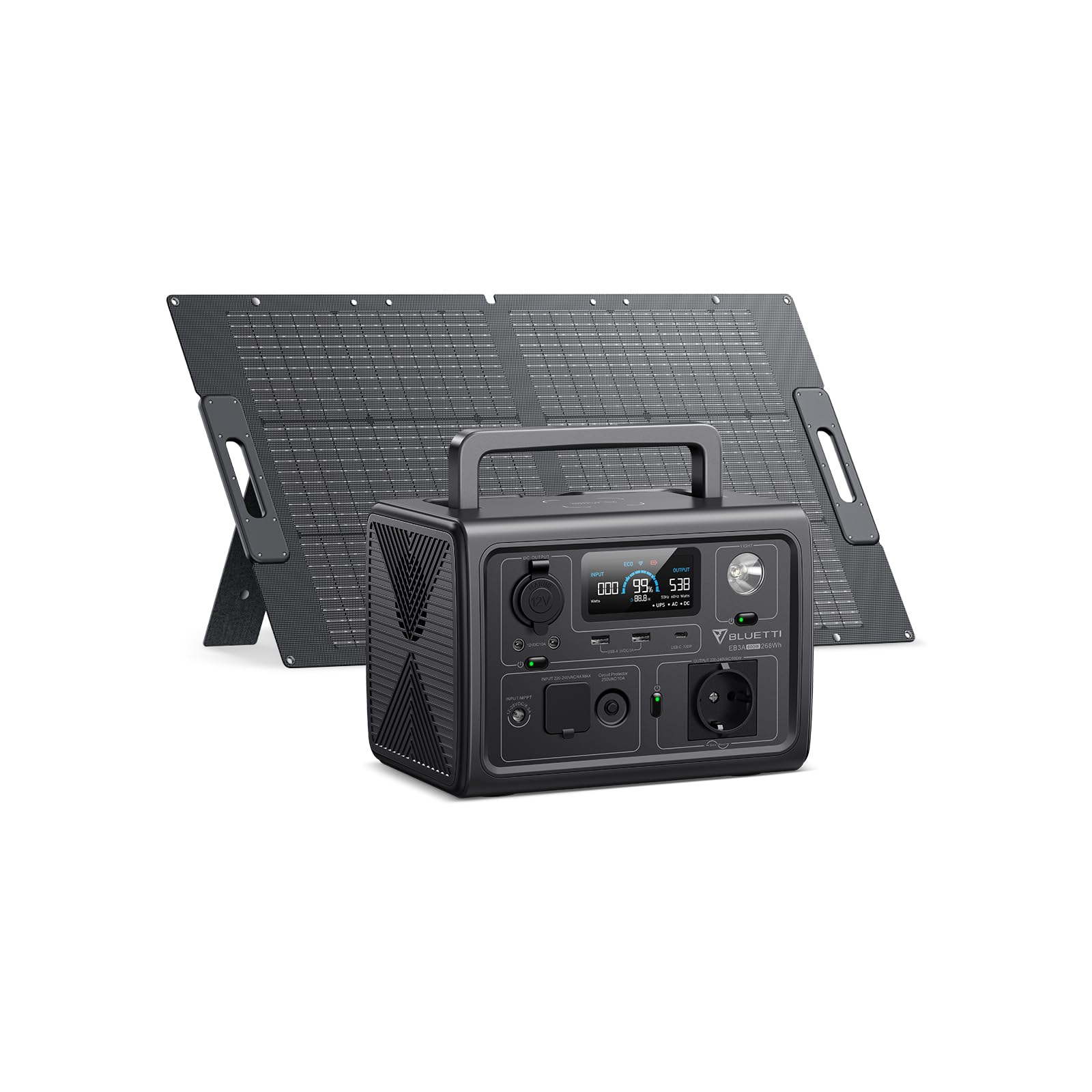 Kit énergie BLUETTI EB3A + Panneau Solaire 100W - Portable Et Flexible - Neuf Sous Emballage