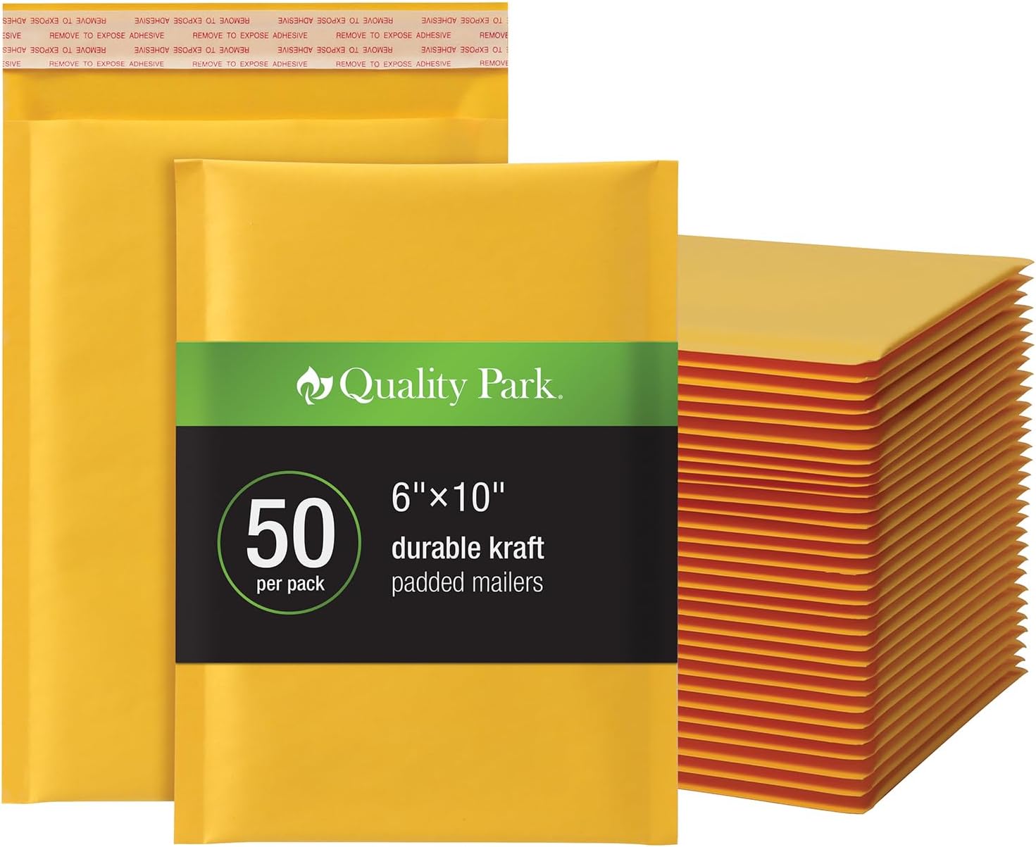 Quality Park Bubble Mailers, 6 x 9 Shipping Envelopes, Durable Brown Kraft Padded Envelopes, Redi-Strip Peel Off Closure, 50 Count (Pack of 1)