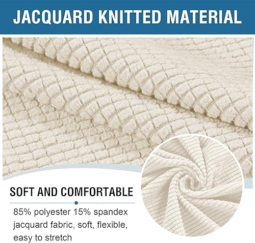 Miniatura 3 de Funda otomana elástica, funda otomana redonda, cubierta de almacenamiento otomana, cubierta protectora de muebles (natural, mediana)