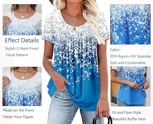 Miniatura 4 de Women's Summer Short Sleeve Tunic Plus size ladies shirts Floral Blouse Loose Flowy Tops for Leggings M-4XL