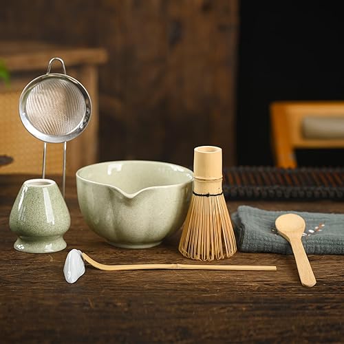 Miniatura 8 de Juego de batidor de matcha, juego de matcha verde, cuenco de matcha de 15 onzas con boquilla, kit perfecto de 8 piezas para hacer amantes del latte