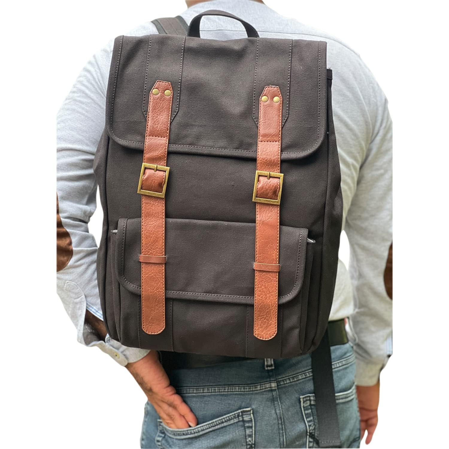 Mona B Canvas Backpack with upto 14 Laptop Inches Compartment for Office, College, Travel for Men and Women (Parker, Black) 1