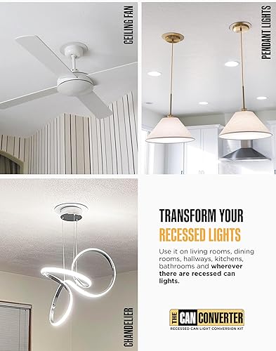 Miniatura 30 de The Can Converter - R56: Kit de conversión de luz empotrada para lámpara de techo, luces colgantes y colgantes, ventilador de techo - Incluye Latón