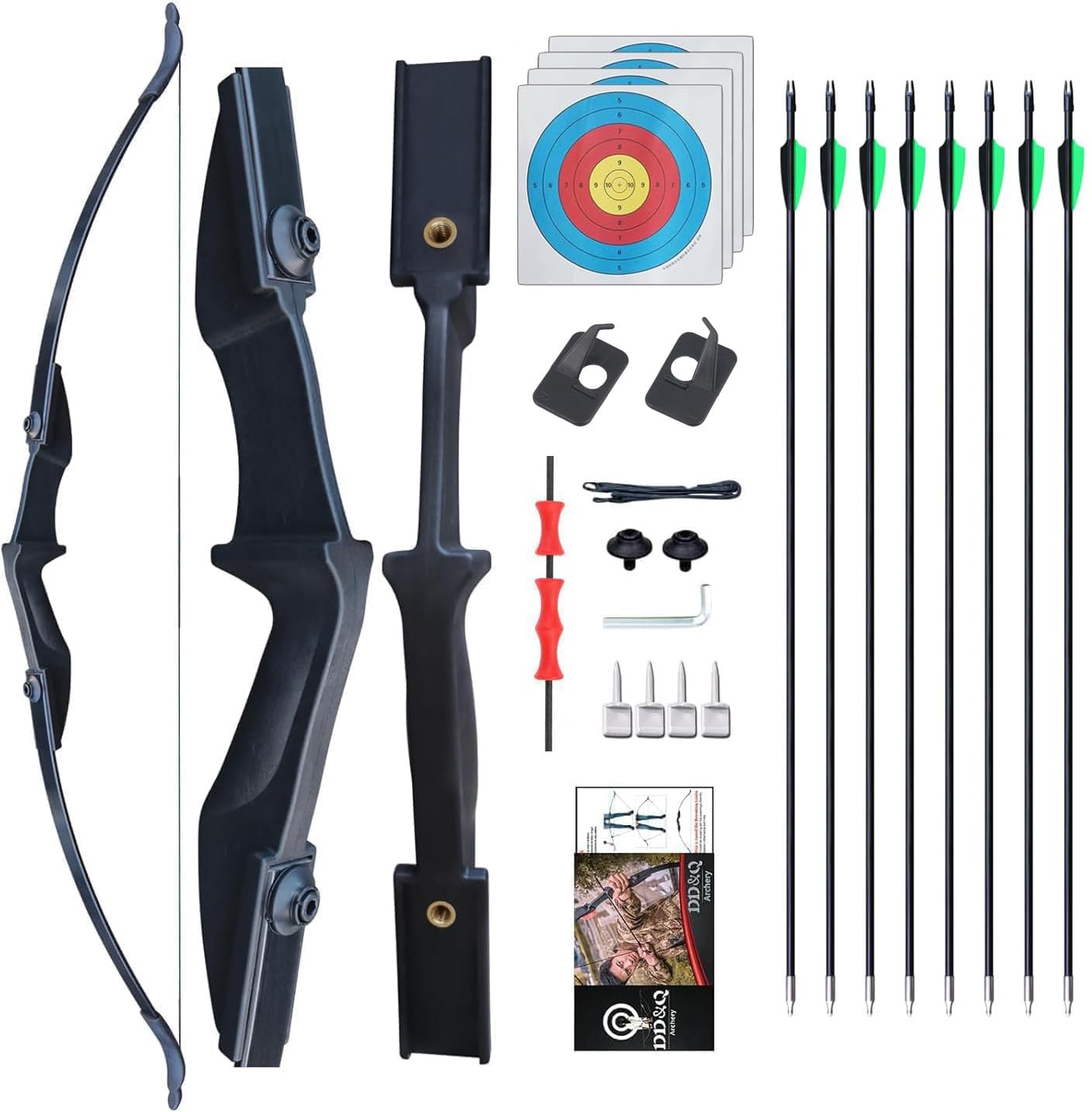 Tir à l'arc Takedown Arc Classique pour Adulte Débutant Droitier Long Arc Kit Plein air