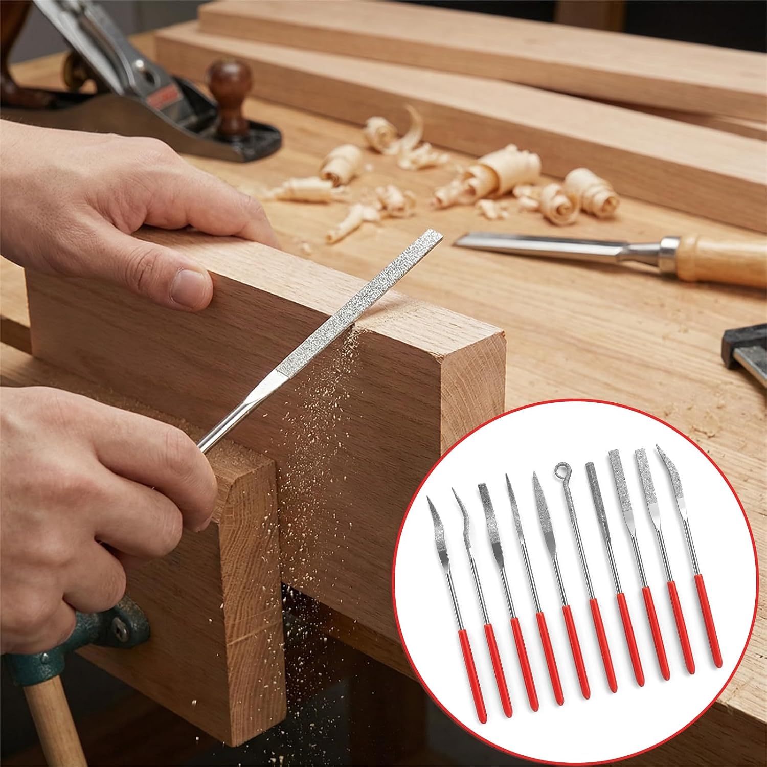 10 Pcs Diamond File Set Mini Heteromorphic Diamond Needle Files Small Precision Needle File Flat Needles Square Round Shape Rifler Files for Metal Jewelers Glass Filing Stone Carving Tools