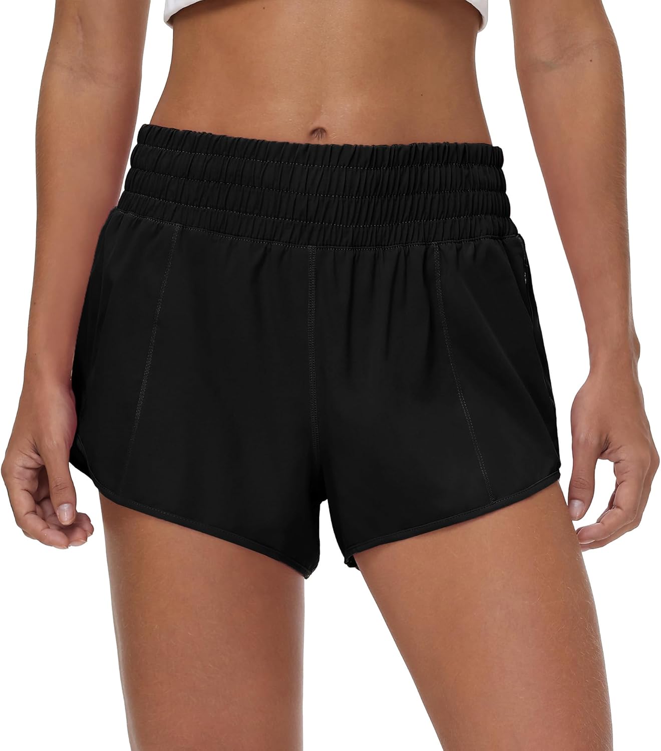 Aurefin High Waisted Athletic Shorts for Women, Quick Dry Running Shorts with Zip Pocket and Liner Womens Gym Workout Shorts - Image 2