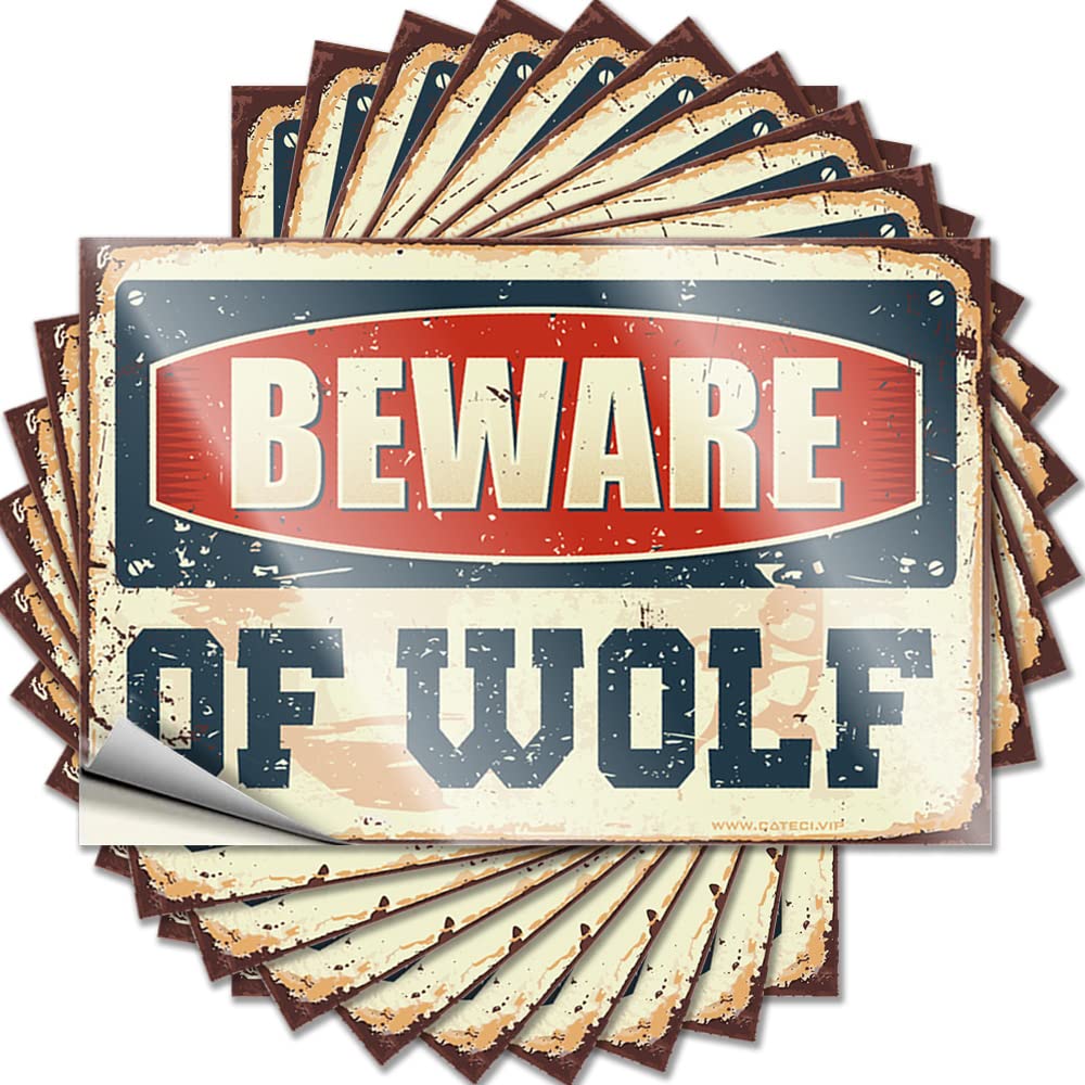 Saying - Cute Garage Beware of Wolf for Outdoor Stuff(8X12CM)