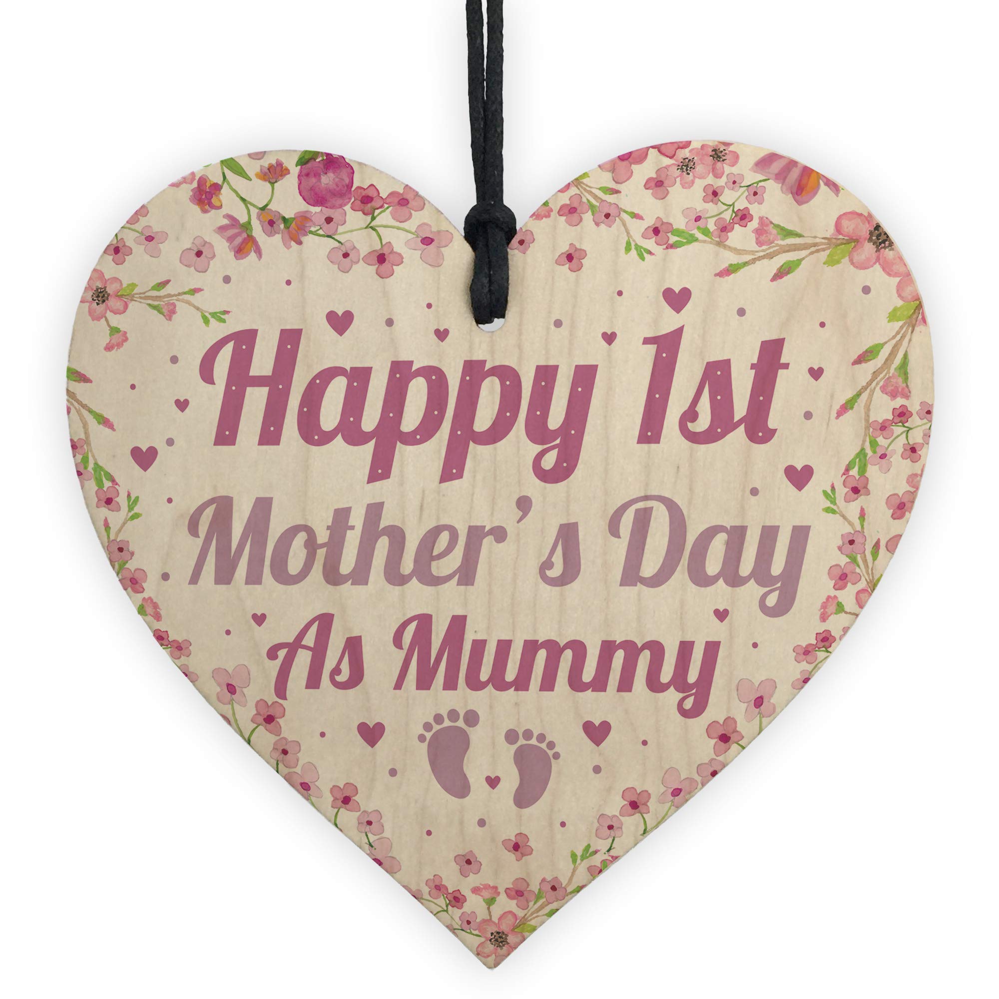 Red Ocean First 1St Mothers Day Card Wooden Heart Mummy Gift Mum Gift Keepsake Plaque