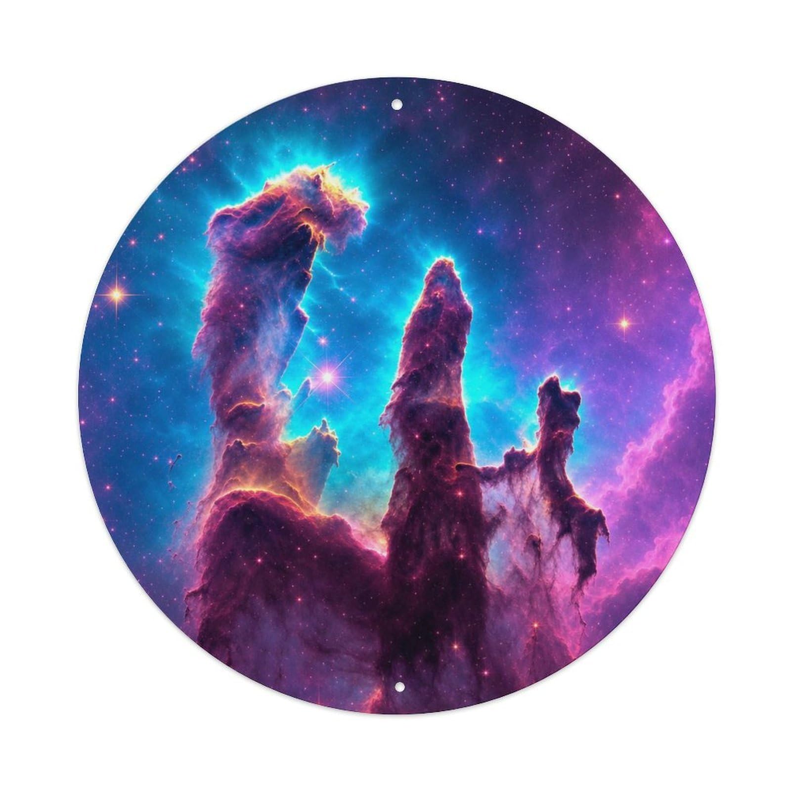 Space Exploration Cosmos M16 Cosmic Dust Columns Galaxy Metal Tin Sign Plaque Wall Decor for Cafe, Man Cave, Club Bar, Office, Home Garden Round Metal Poster 8x8Inch