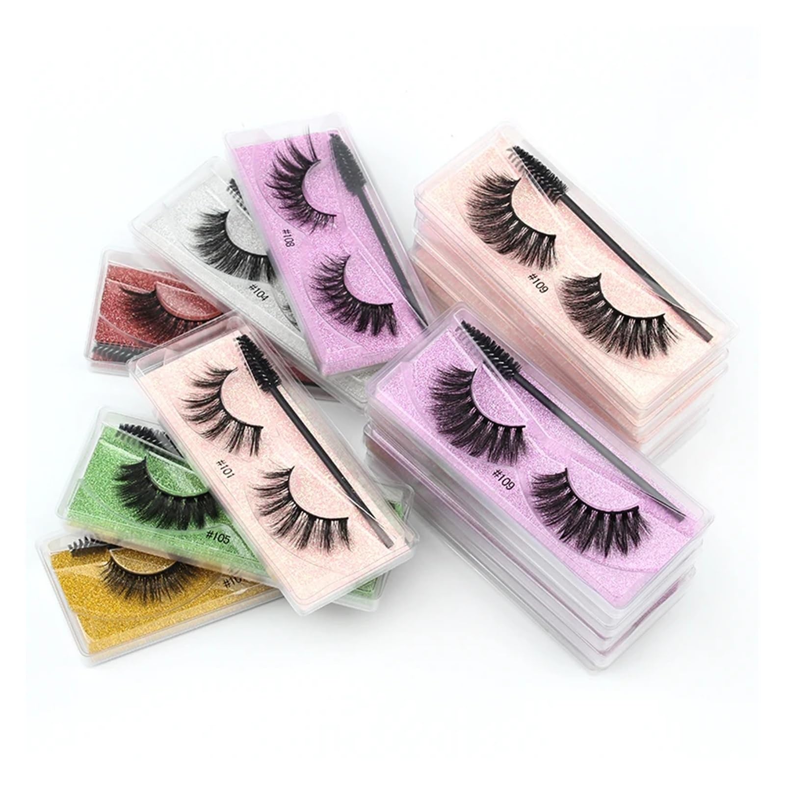 3D Lashes Naturalne rzęsy Dramatyczne sztuczne rzęsy Pędzel Faux Cils Makijaż Sztuczne przedłużanie rzęs maquiagem (Kolor: Mix 20 par, Rozmiar: Rzęsy 11-15 mm)