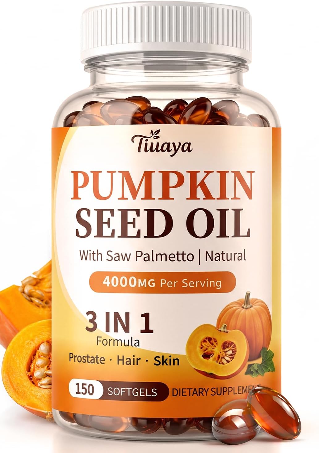 Pumpkin Seed Oil with Saw Palmetto, 4000mg Max Strength Per Serving