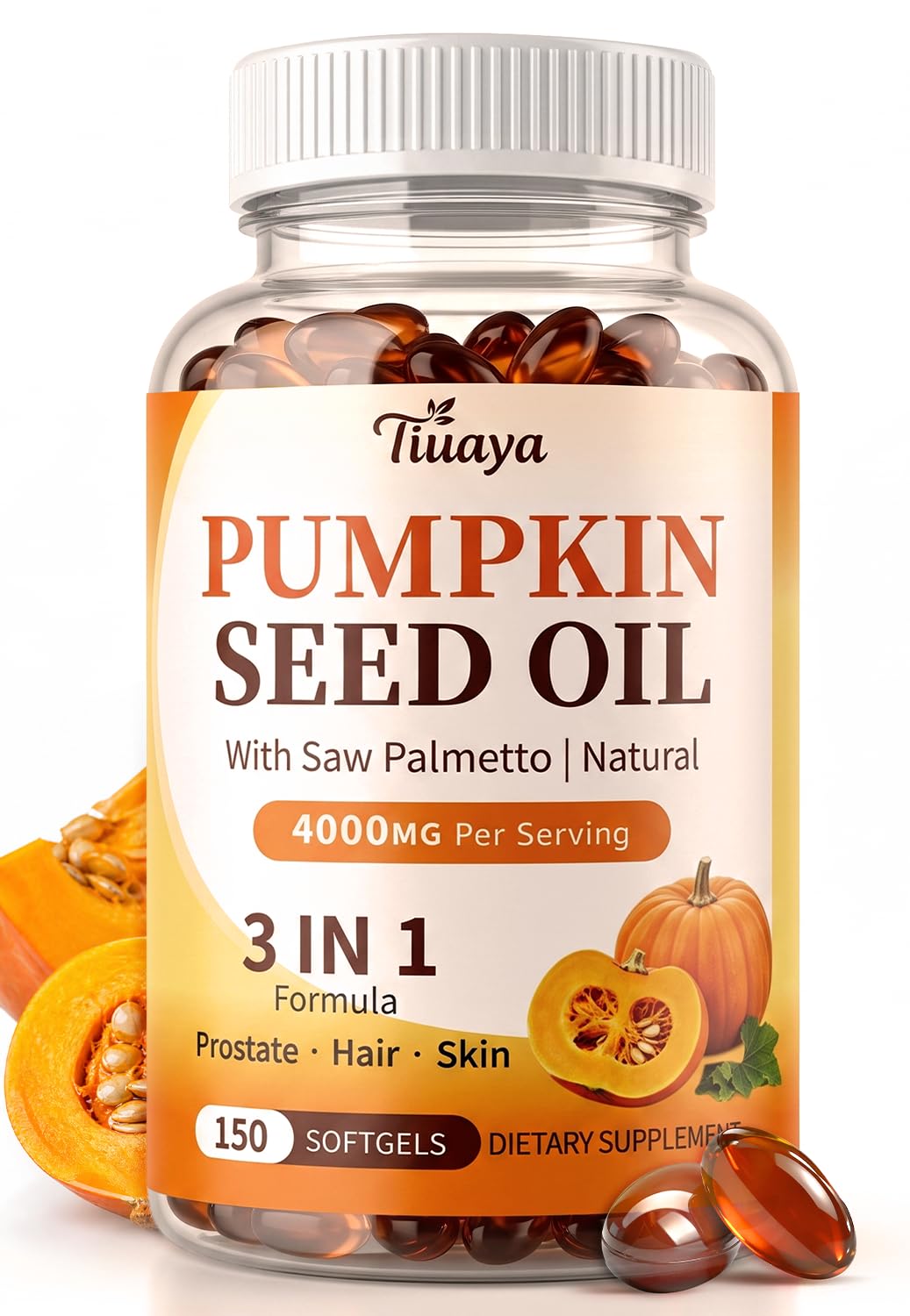 Pumpkin Seed Oil with Saw Palmetto, 4000mg Max Strength Per Serving