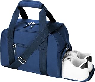 14 inch Small Gym Bag for Men & Women, Mini Duffle Bag with Shoe Compartment, Carry On Duffel Bag for Travel Sports, Navy Blue