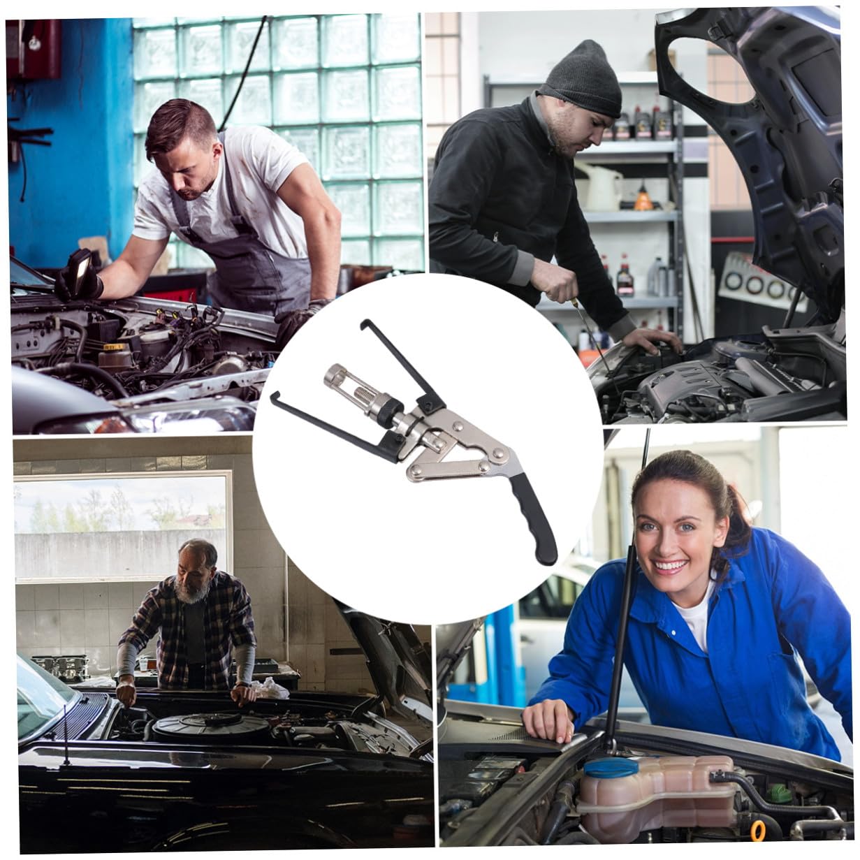 GANAZONO Federklemmen Kompressor aus Kohlenstoffstahl Robuster Ventilfederspanner zum Entfernen der Motordichtung und Dichtungshalter für Verschiedene Ohv Motoren