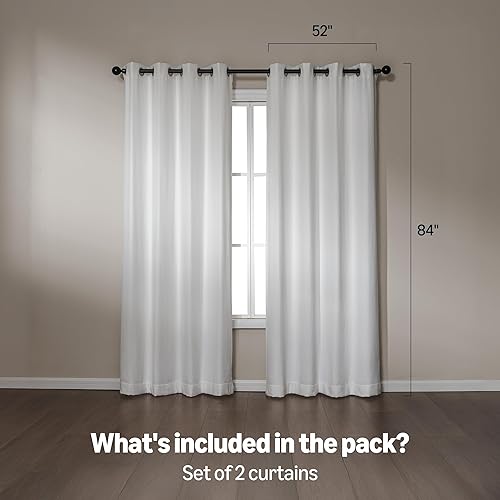 Miniatura 5 de Tienda Basics Cortinas semiopacas de felpilla para dormitorio y sala de estar, juego de 2 piezas con ojales, 52 pulgadas de ancho x 84 pulgadas de