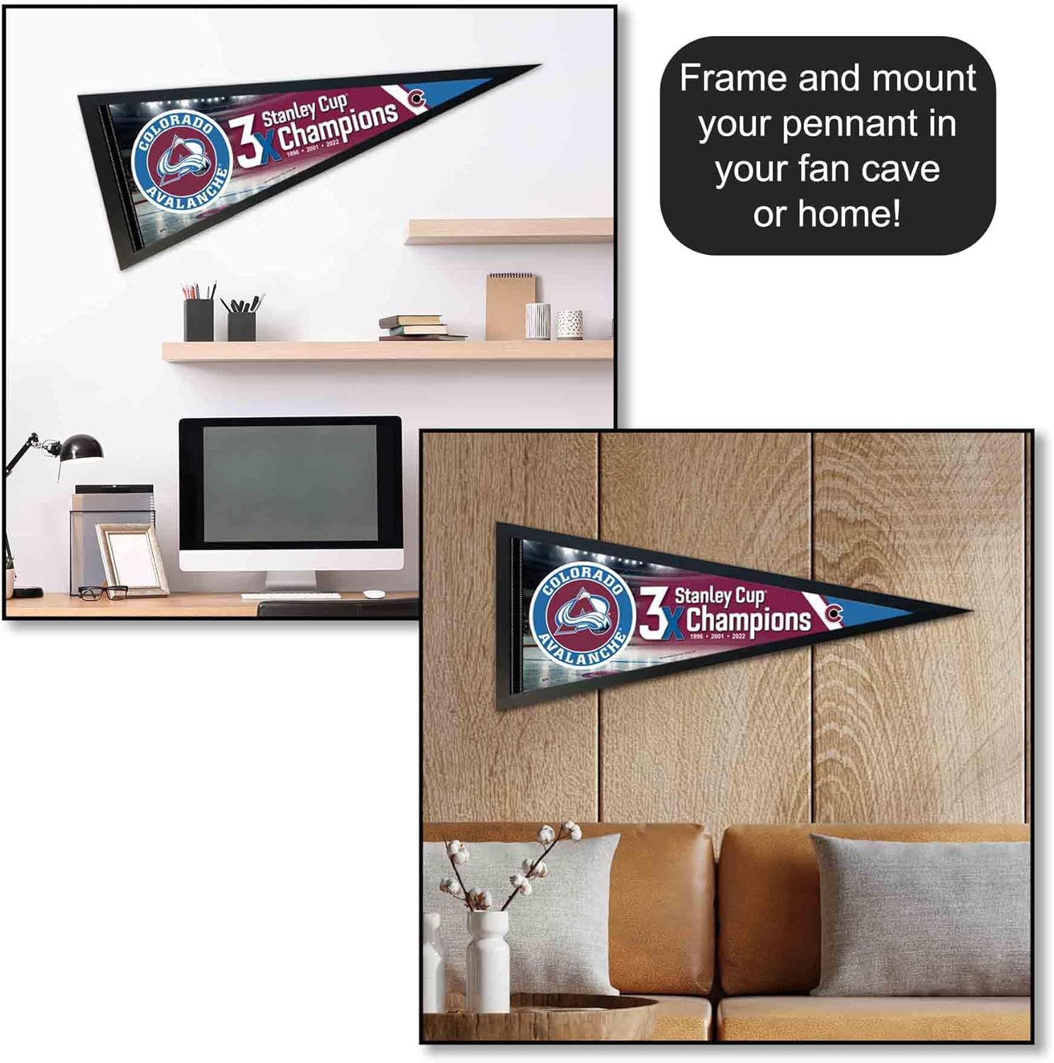 Colorado Avalanche 3 Time Cup Champions Pennant Banner Flag - Image 4