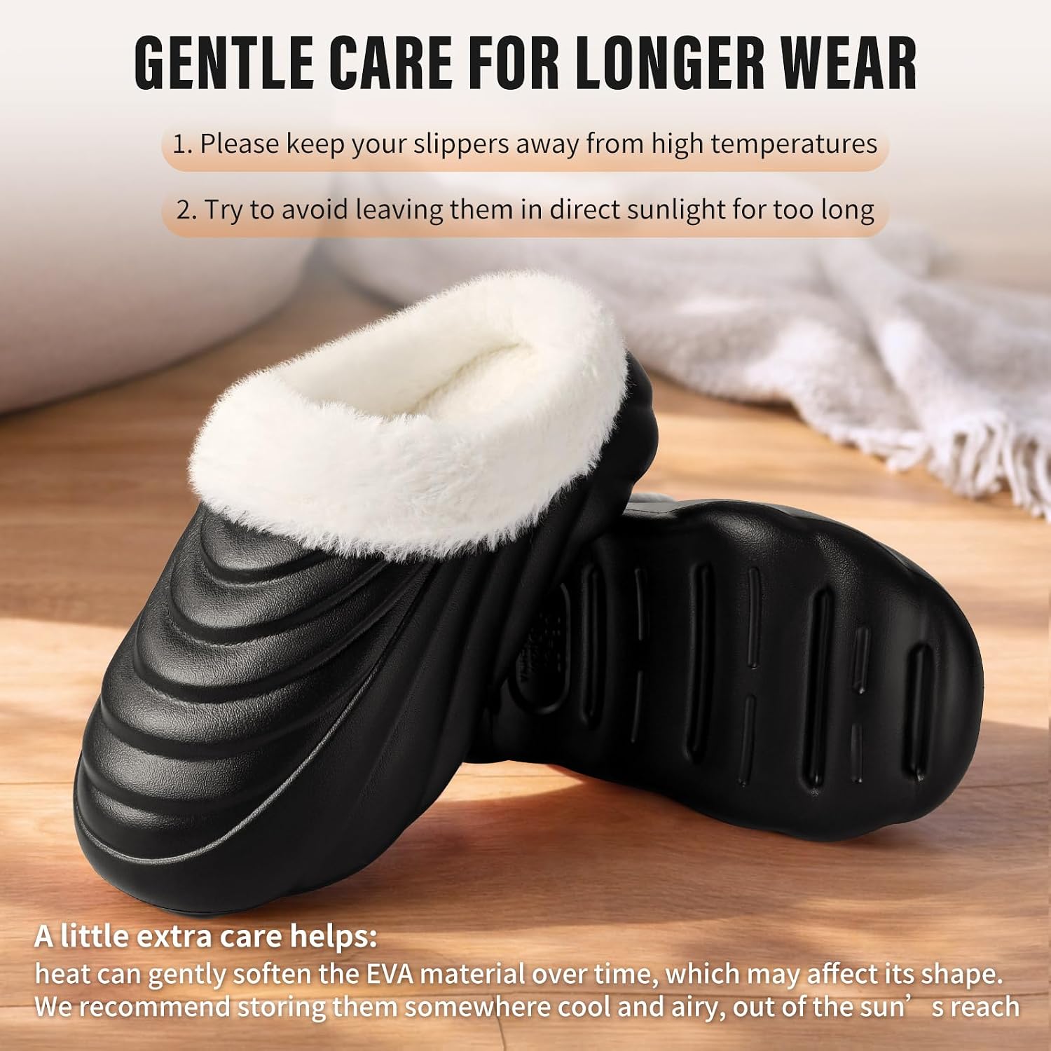 Waterproof Winter Slippers for Men & Women: Non-Slip Fleece Lined Outdoor Slippers - Indoor & Outdoor Warm House Shoes