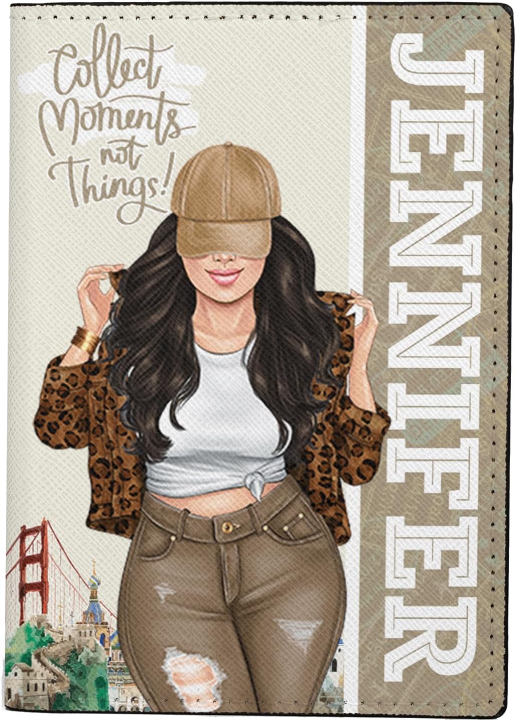 Personalized Name Collect Moments Not Things Leather Passport Holder Custom Woman Travel Passport Cover Fun Unique Gift For Traveler Gift For Girl Traveling Lover 47