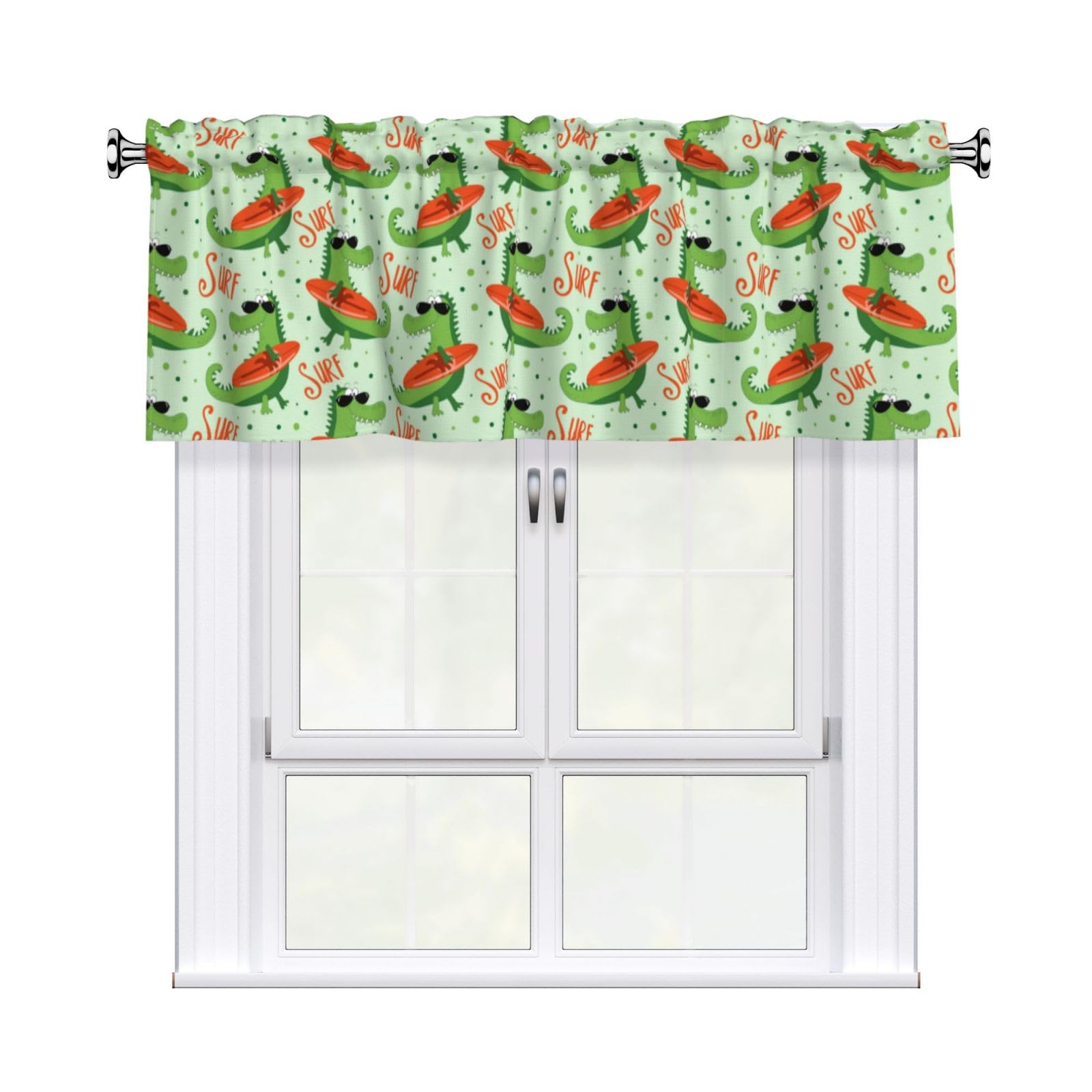 Noble Ren Surfing Crocodile Short Curtain Valance 54x18in For Kitchen Bathroom Cafe Living Room Decoration