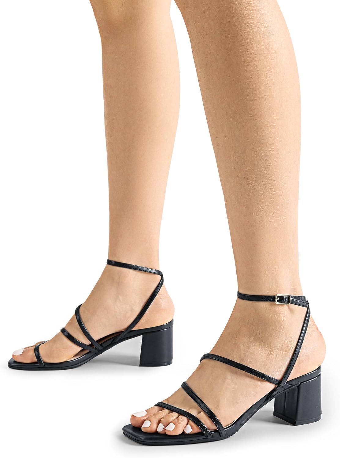 DREAM PAIRS Womens Block Heels 2 inch Strappy Square Toe Dressy Chunky Low Heeled Sandals for Party Wedding Evening - Image 6