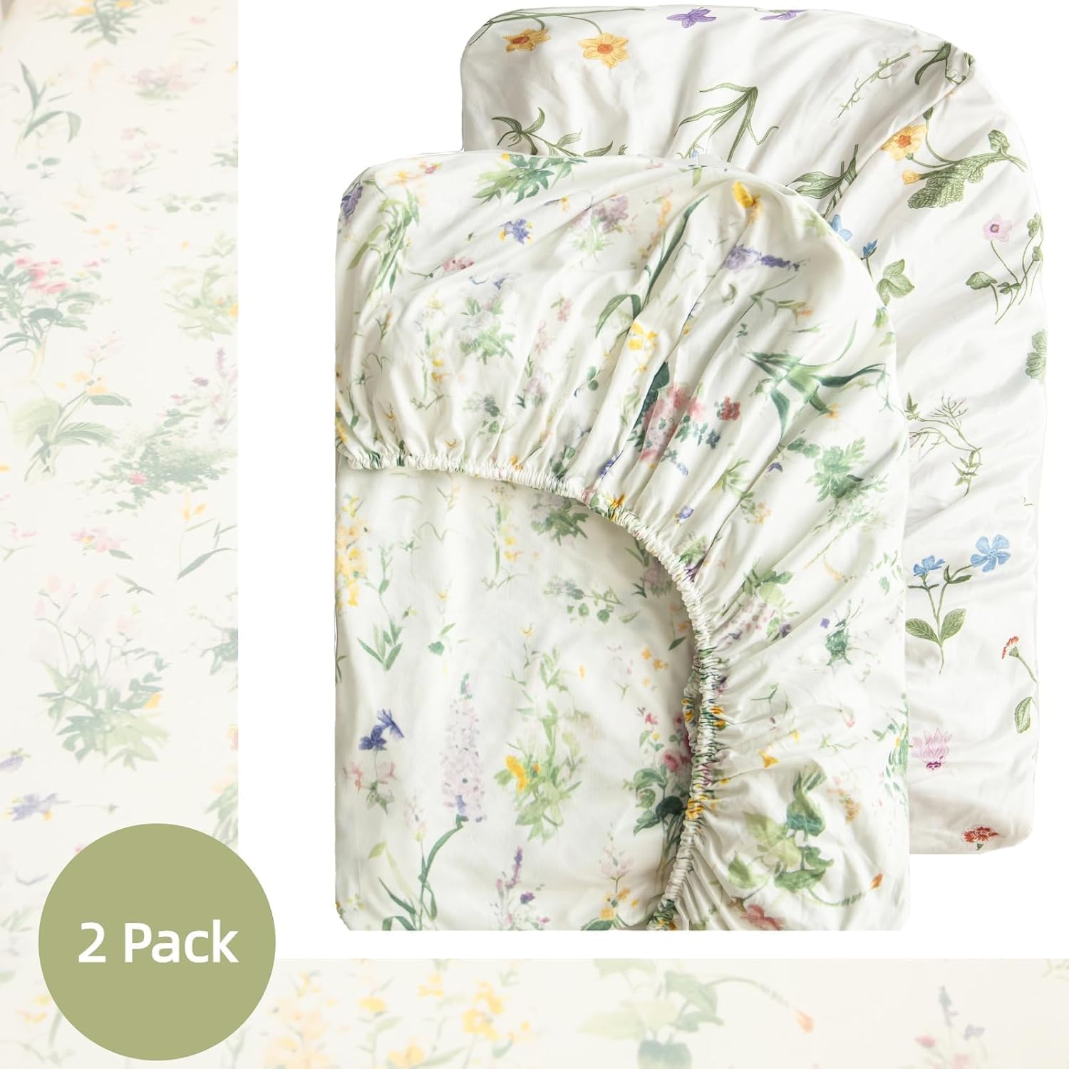 SDIII 2 Pack Floral Crib Sheets for Baby Girl 52×28 Stretchy Microfiber Jersey Knit Crib Sheets Floral for Standard Crib and Toddler Mattress